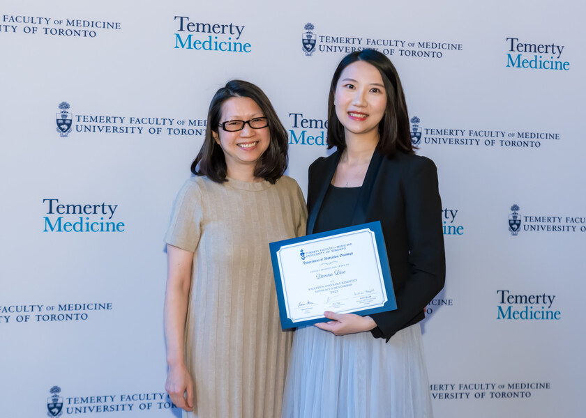 May Tsao, UTDRO Vice Chair of Education, presents Radiation Oncology Residency Awards to Donna Liao.