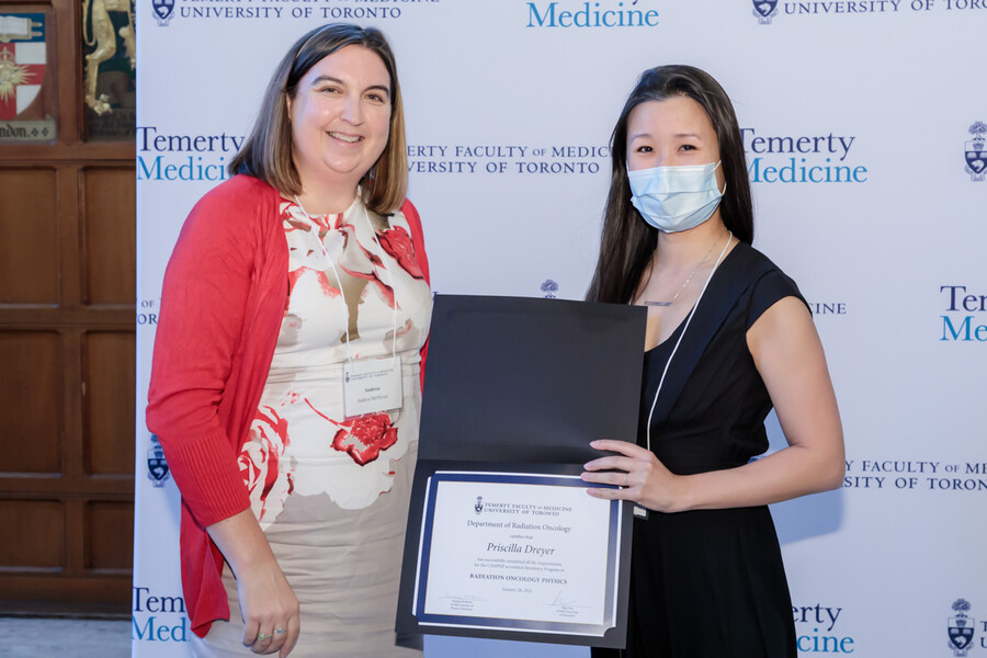 Dr. Andrea McNiven presenting certificate to Dr. Priscilla Dreyer at the UTDRO Post-Grad Graduation 2022 Ceremony