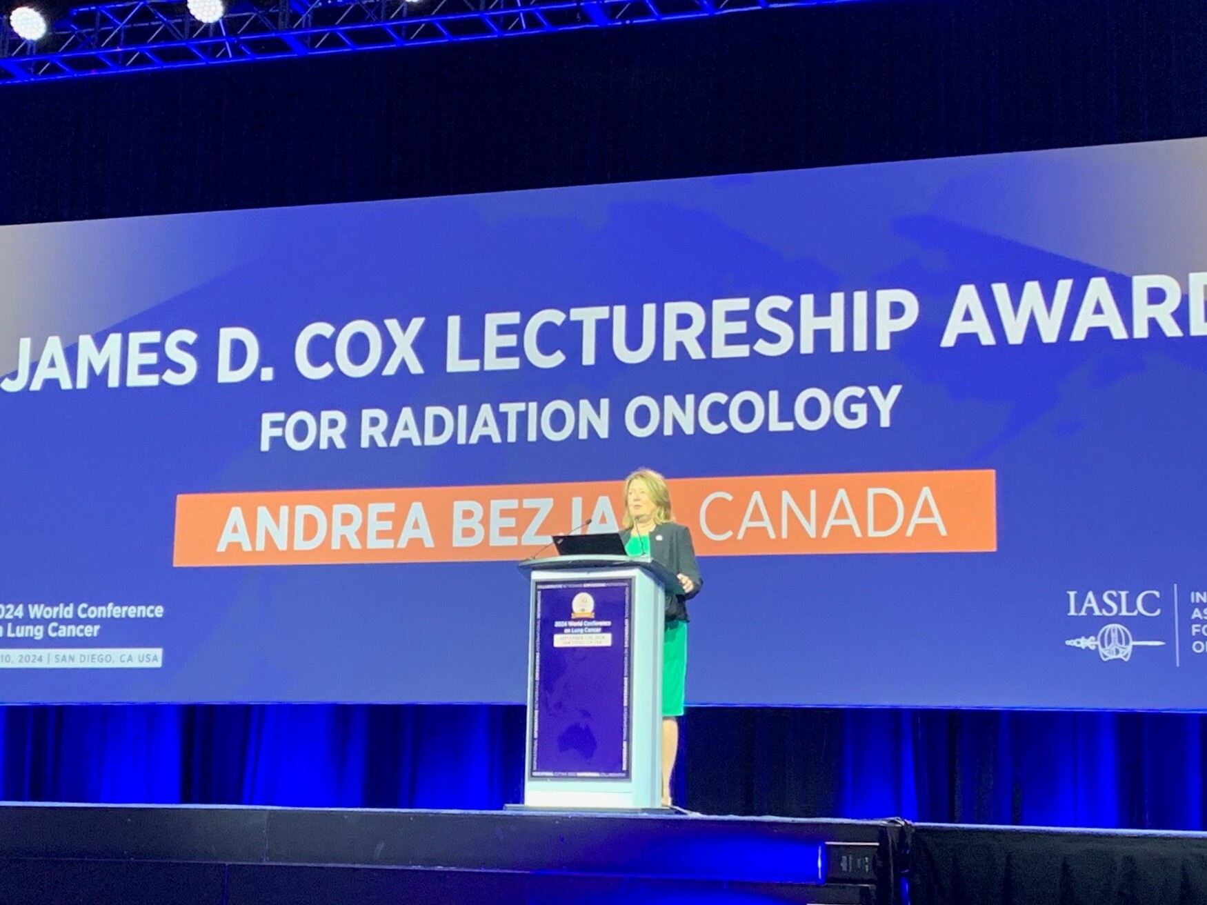 Dr. Andrea Bezjak was awarded the James D. Cox Lectureship Award at the 2024 IASLC World Conference on Lung Cancer